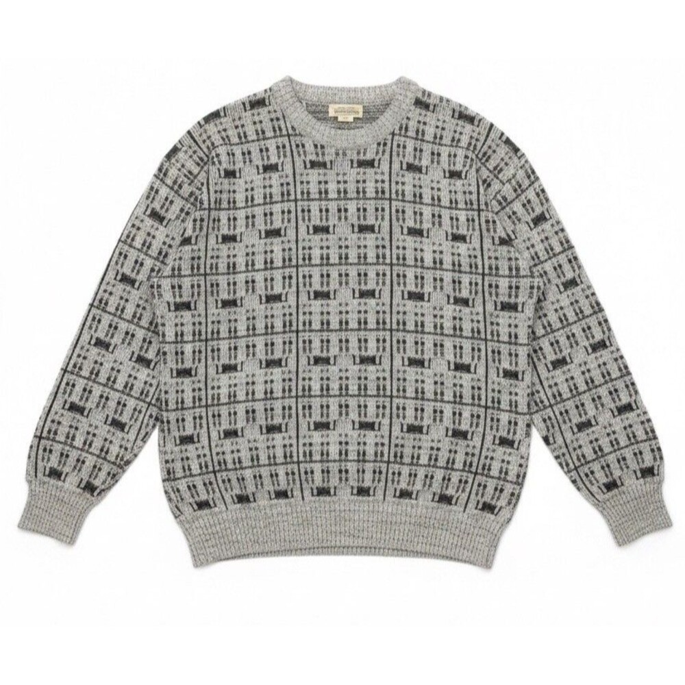 VTG St. Johns Bay Grandpa Dad Sweater Mens Large Geometric Knit Crewneck 90s
